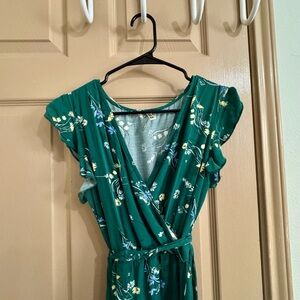 Floral Green Wrap Dress